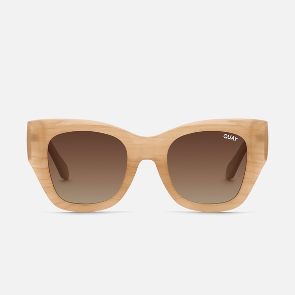 QUAY After Hours Bevel Polarized Sunglasses Ivory Tortoise Stripe Brown Lenses - Picture 1 of 9